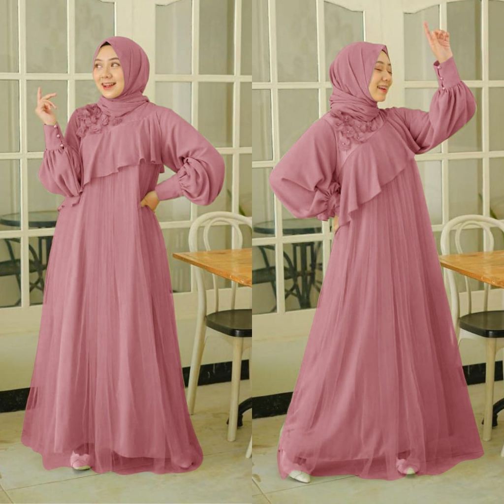 2 UKURAN / VARIASI DEWASA DAN KID SYARI REVALINA FASHION MUSLIM PAKAIAN WANITA DRESS GAMIS MAXY MAXI KR ADA VIDEO REAL PRODUK