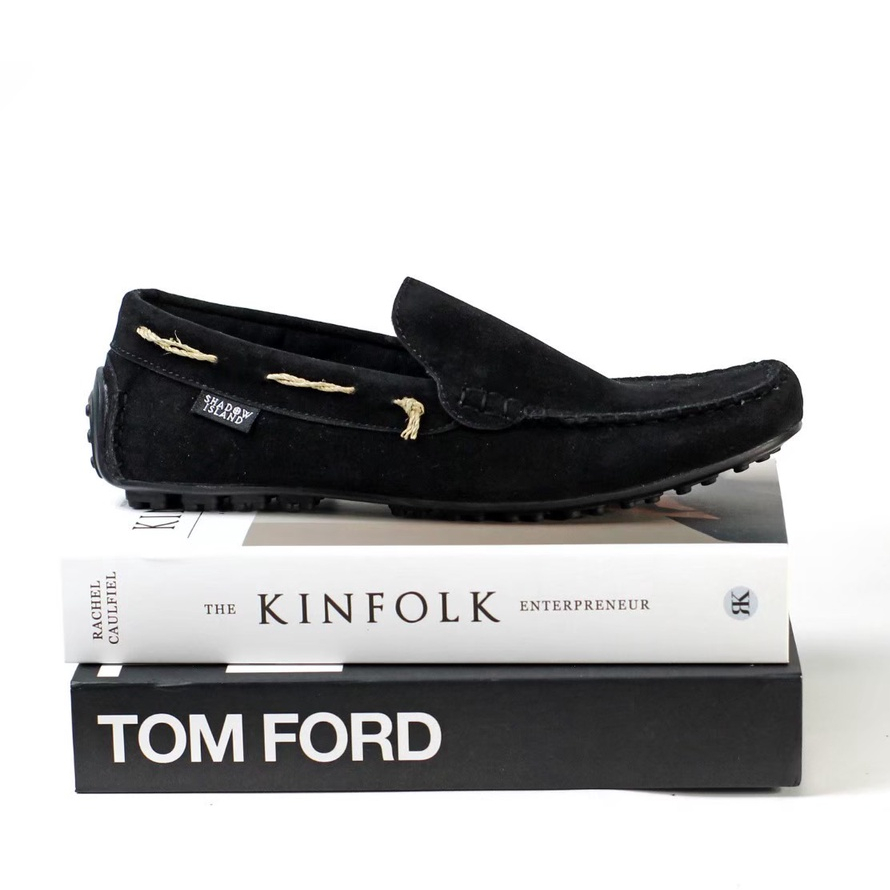 MORGAN BLACK - Sepatu Loafer Pria Kasual Original Suede Kulit Kuliah Kerja Kantor Sepatu Slip on Casual