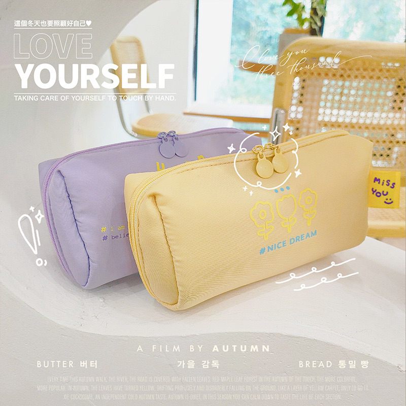 KENSHO Kotak Pensil Sleting Bahan Satin Velvet Warna Aesthetic Pastel / Pencil Case / Zipper