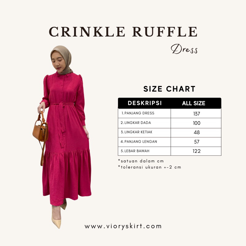 CRINKLE RUFFLE DRESS (Dress Polos Cantik/ Gamis Rampel/ Dress Busui Friendly)