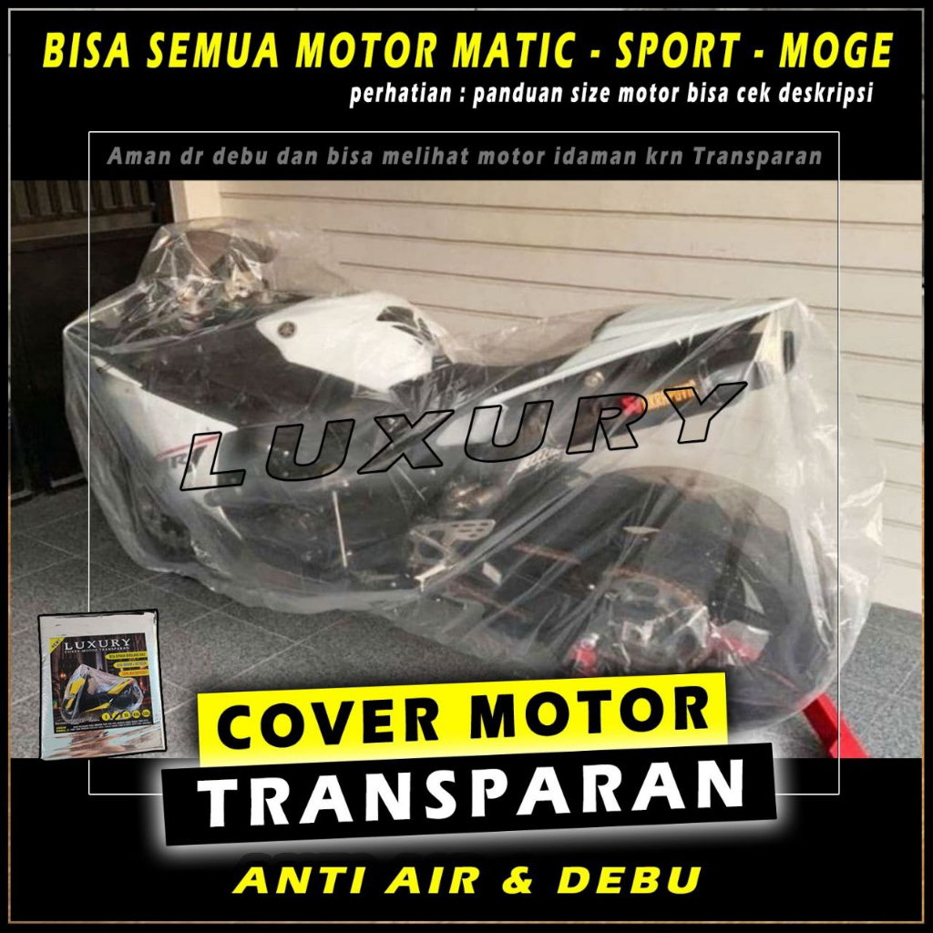 Cover Sarung Motor Plastik Transparan Anti Air i