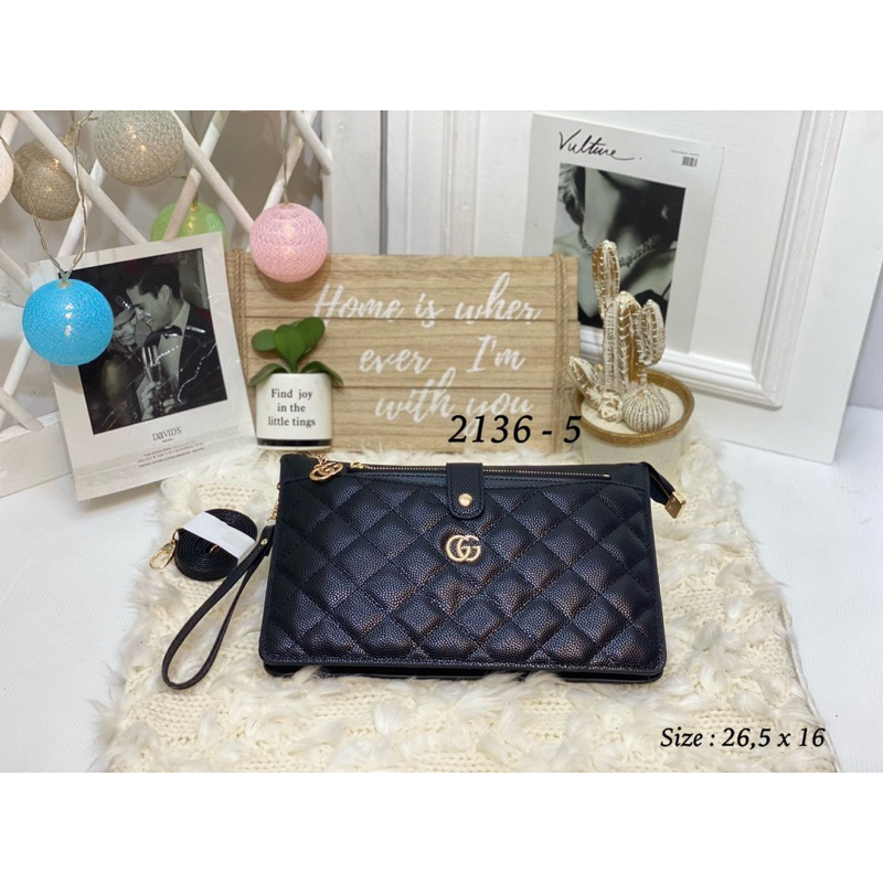 Clutch 3 Ruang Wanita 2136L Caviar Premium