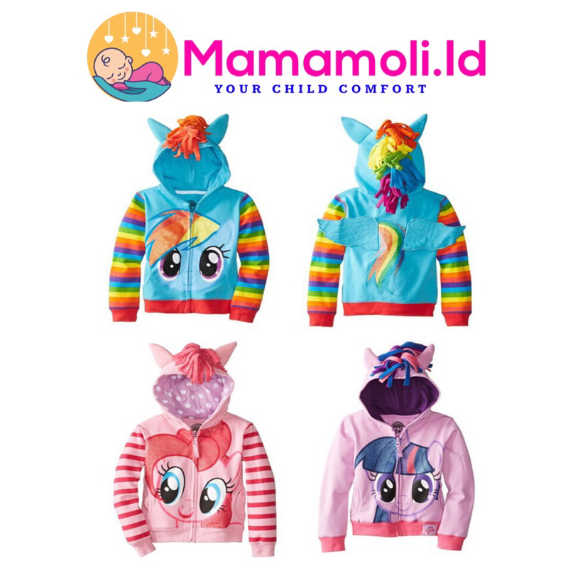 Jaket Anak Perempuan Cewek Little Pony / Jaket Karakter Anak Perempuan / Jaket Kartun ANak Cewek/ Jaket Little Pony / Jaket Anak Lucu / Jaket Hoodie Anak