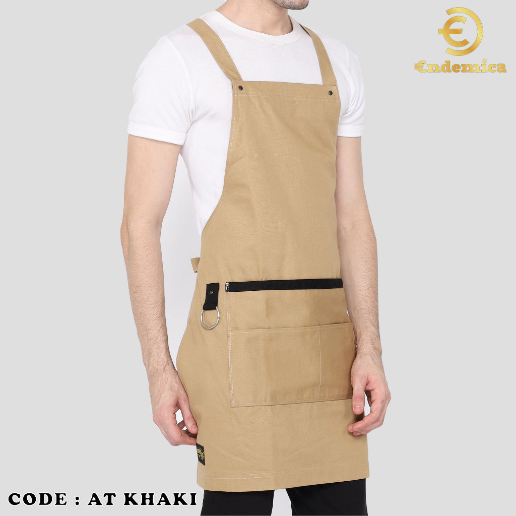 celemek masak apron chef celemek koki tali silang full cotton varian warna