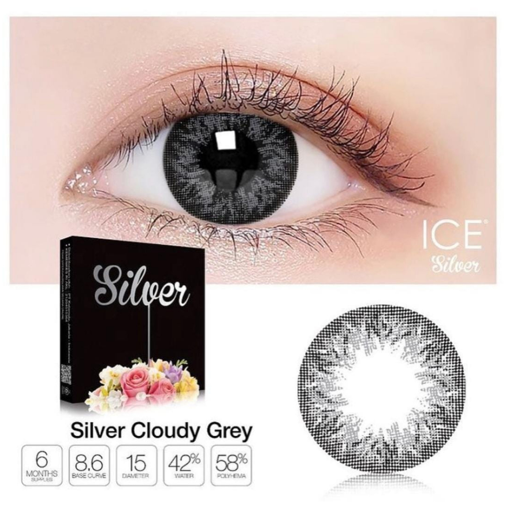 HARGA PROMO!!SOFTLENS ICE SILVER CLOUDY GREY(NORMAL)