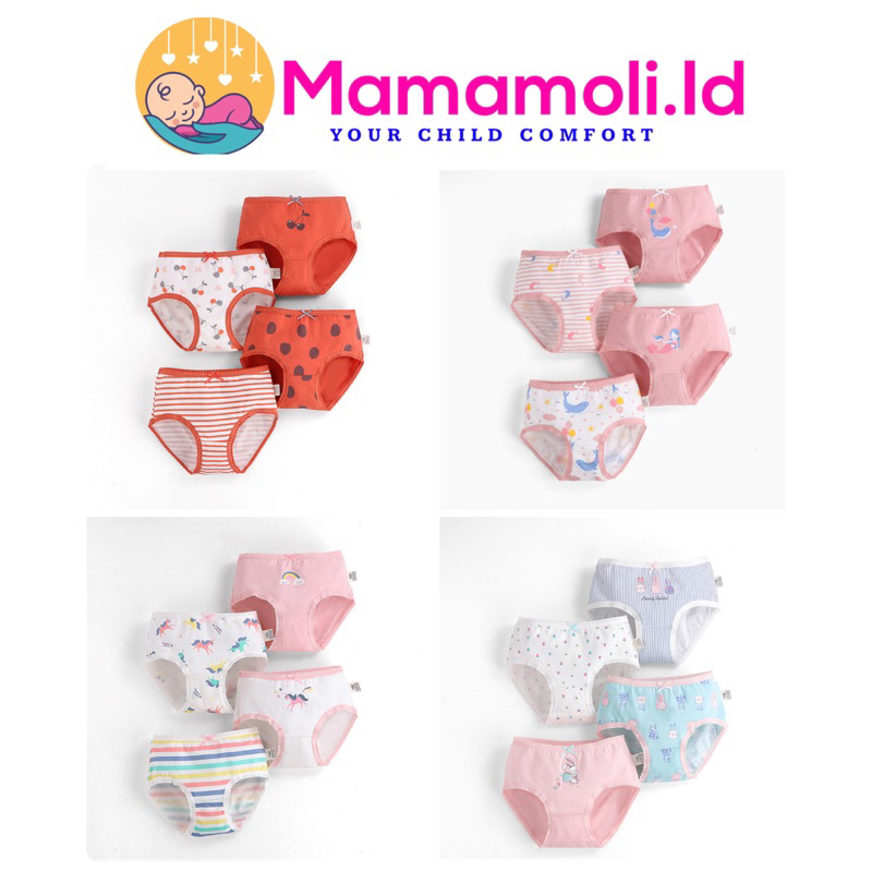 Celana Dalam Anak Cewek Perempuan Girls 4 in 1 ( 4 pcs /Bungkus ) Katun Premium / Kolor Anak Cewek/ Sempak Kancut Anak Perempuan / Girl Underwear