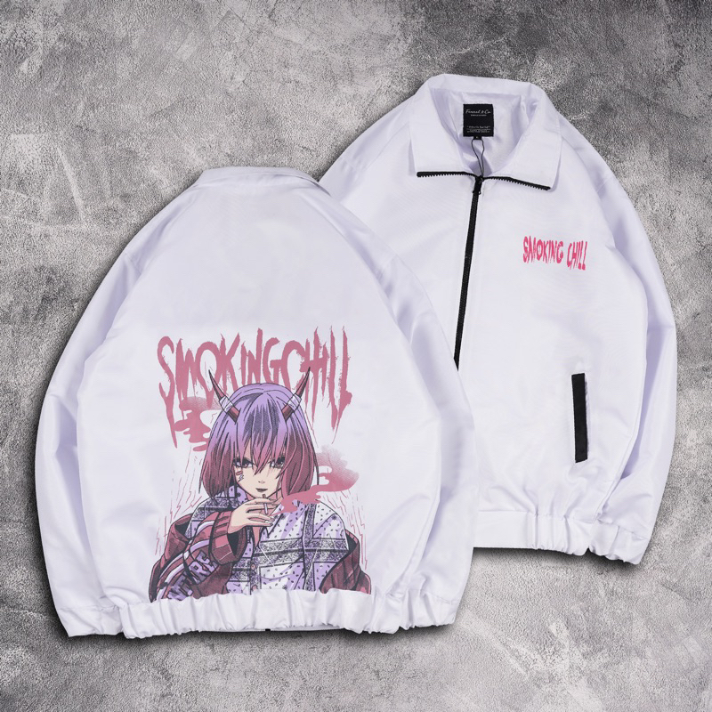 [N01040] Jaket Vintage Distro Motif // SMOKING CHILL