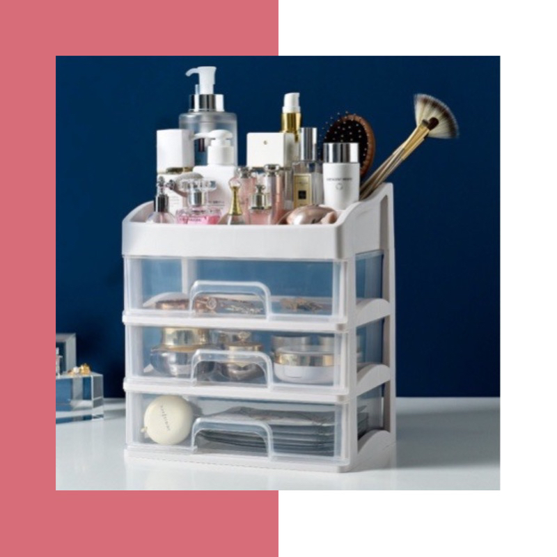 Rak kosmetik Laci Kosmetik Plastik 3 Susun - Rak Makeup Organizer