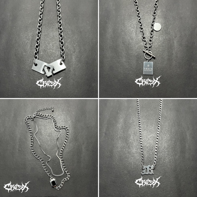 KALUNG CHOKER SMILE NECKLACE / STAR CROSS DOUBLE LAYER CHAIN NECKLACE / MULTILAYER PENDANT / KALUNG MOON COIN PADLOCK THUNDER KALUNG RANTAI HIP HOP CHOKER SALIB KALUNG LIONTIN STYLE KOREA CHAIN NECKLACE KALUNG SILVER TITANIUM AESTHETIC KALUNG PRIA WANITA