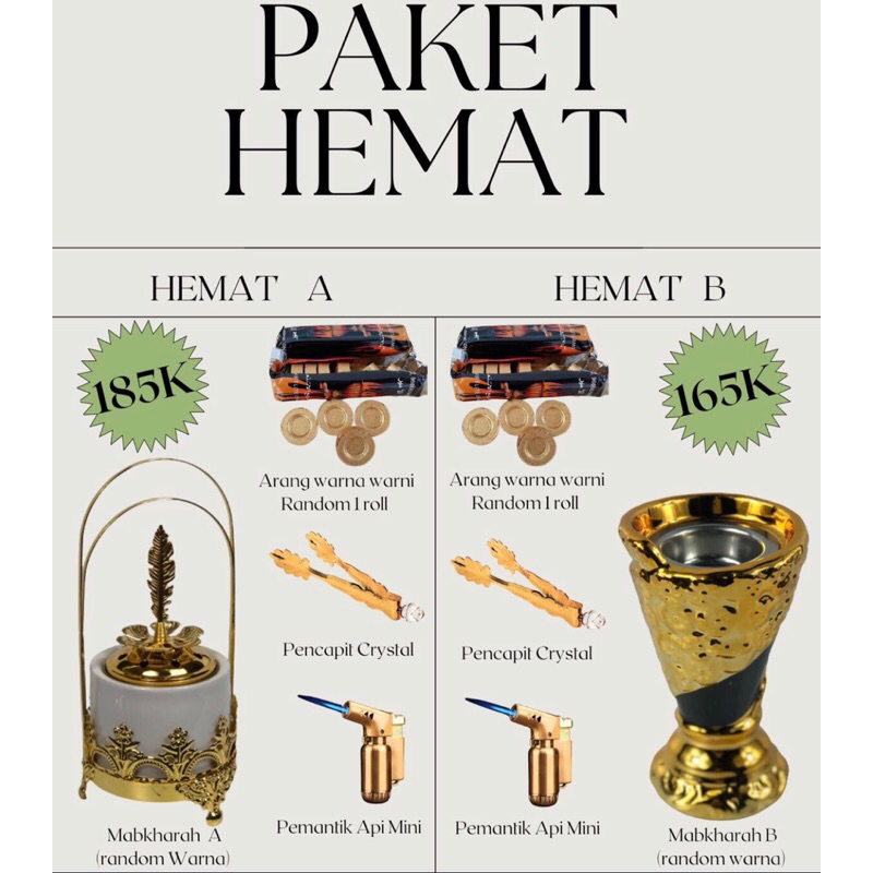 Paket Hemat Mabkharah A,B,C,D,E,F,G,H || tempat dupa buhur bakhur Paket