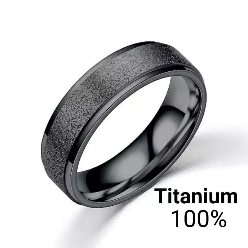 Cincin couple Hitam Titanium Stainless steel Pasir dan Sisi Rata Polos Fashion Ring Pria Wanita Gaul Metal Gaya Elegan Kasual anti karat selamanya