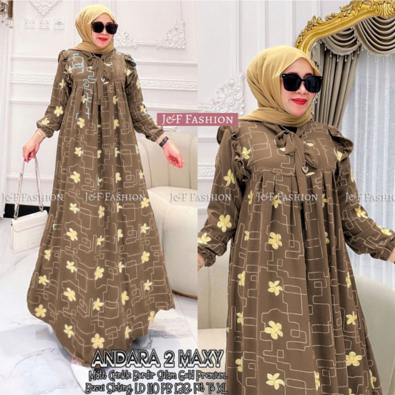 Gamis Wanita Premium Mewah Bahan Crinkle Airflow Bordir Sulam Emas Gamis Murah Gamis Elegan