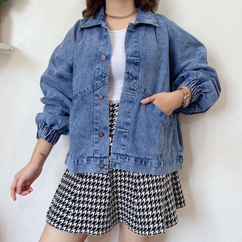 Vintage Baggy Jaket Jeans oversize wanita