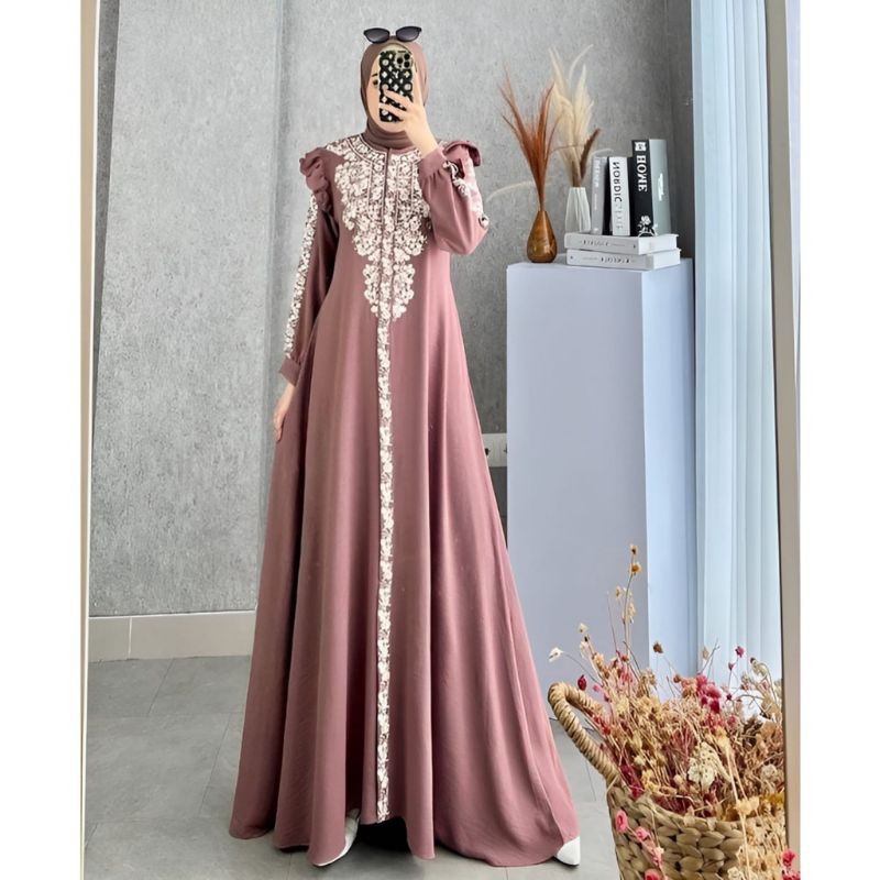 devora maxy dress crinkle renda gamis pesta modern // debora dress