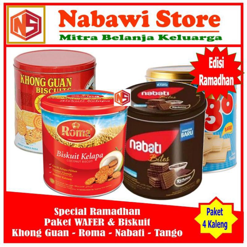 

Nabawi Store. Paket Super Hemat. Khong Guan Roma Nabati Tango. Paket 4 Kaleng