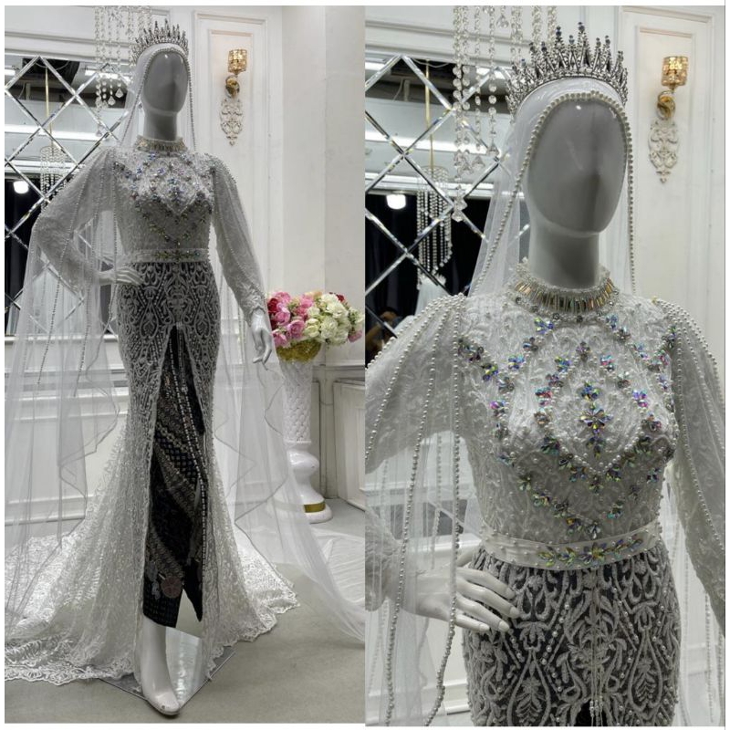 KEBAYA BUSTIER FULL PAYET BEREKOR//KEBAYA AKAD MEWAH MODERN BEREKOR//KEBAYA