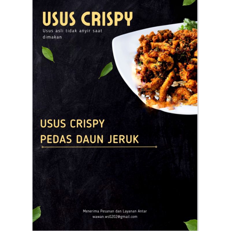 

USUS CRISPY PERIH PEDAS GURIH DAUN JERUK- 100 GRAM
