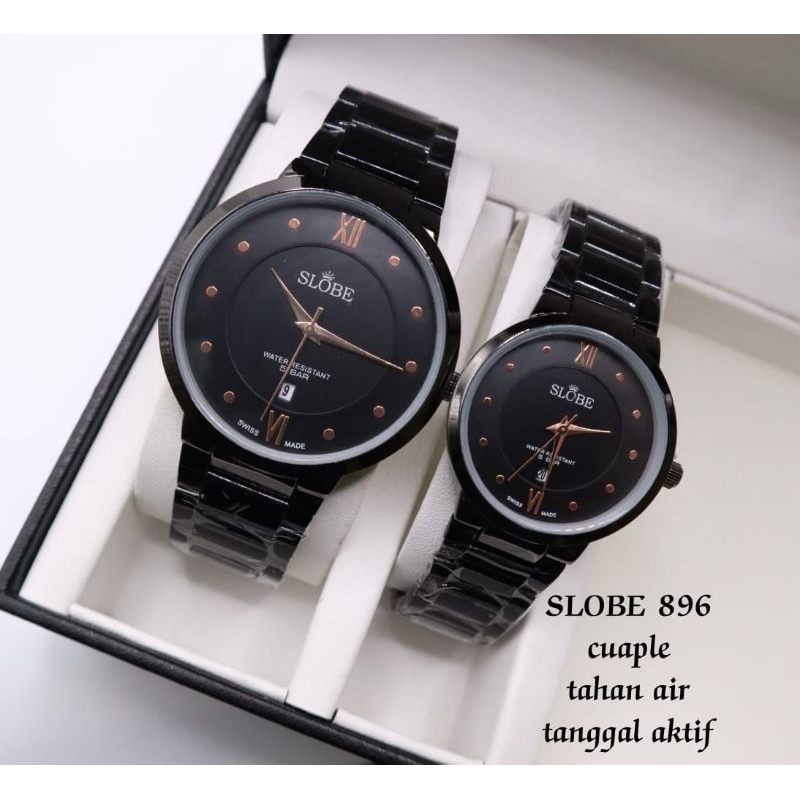 Jam Tangan Couple Original SLOBE9E /Jam Tangan Pasangan Anti Air Free Bok