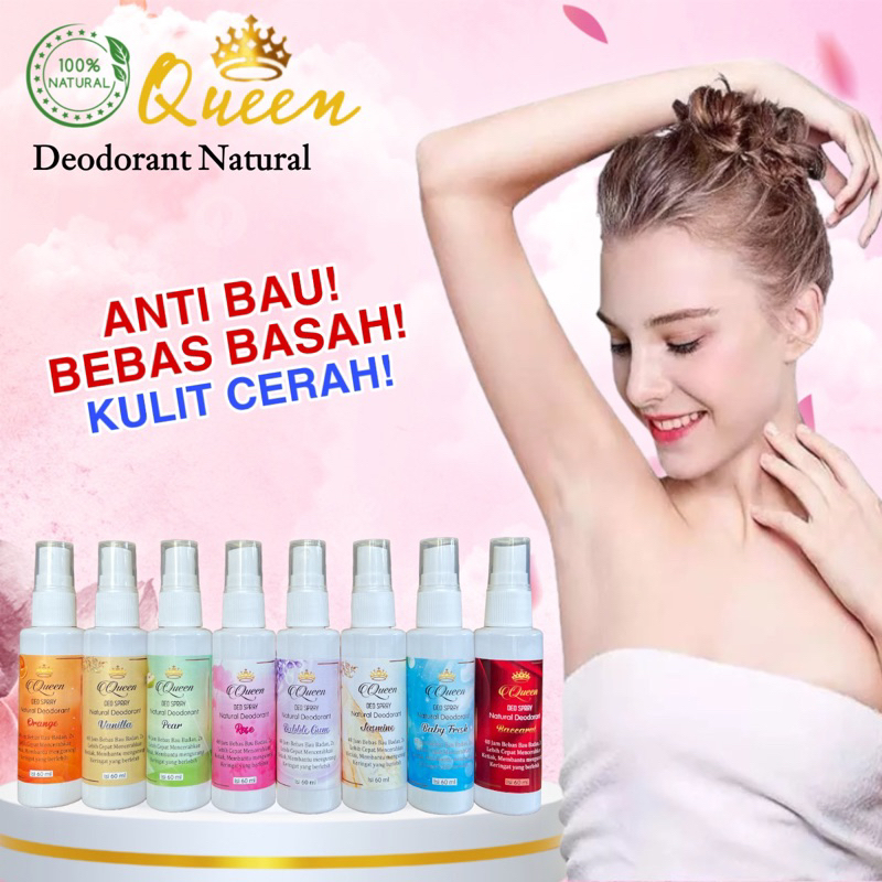 BISA (COD) QUEEN DEO SPRAY 60ML DEODORANT NATURAL SPRAY