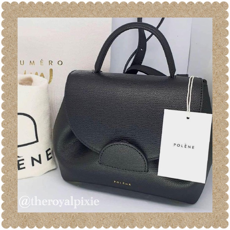 Polene Numero Un Nano BLACK Textured Calf Leather Polene Bag Tas Polene Original