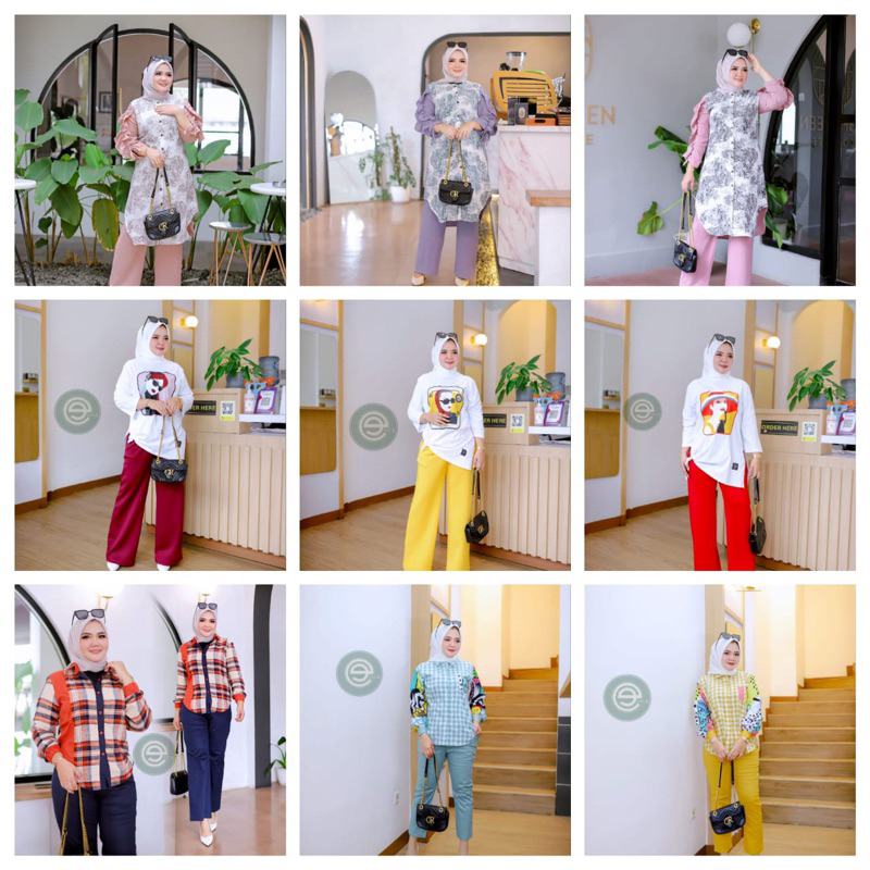 READYNEW ORY EVT.COKian set kotak oval+DEALOVA ONESET(STELAN CELANA+KEMEJA)KOTAK LENGAN PRINT BEST S