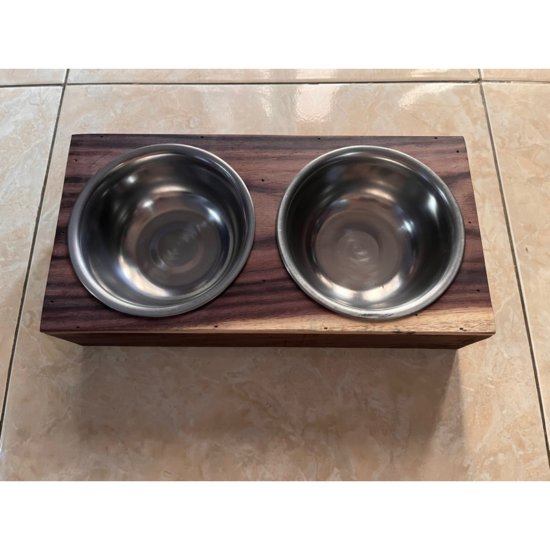 Mangkok STAINLESS Mangkok kayu kucing anjing Tempat Makan Mangkuk Minum Kucing Anjing Murah Wadah Pakan Makanan Pet Feeder Steel