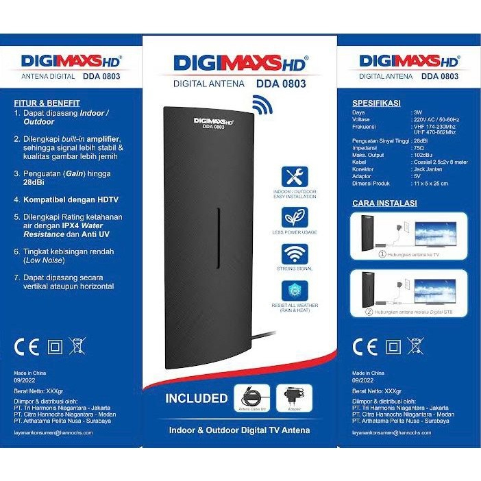 DIGIMAXS Antena TV Digital HD Indoor &amp; Outdoor DDA 0803/0804/0805