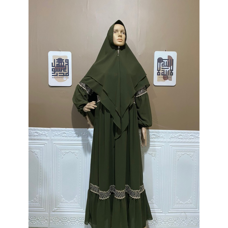 Gamis Dewasa Ceruti Babydoll Renda Bintang