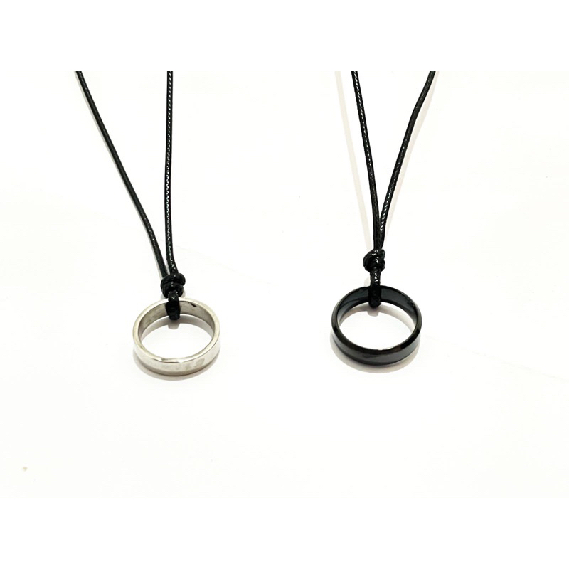 BISA COD Kalung Tali Korea Bandul Cincin Titanium High Quality Gaya Vintage Necklace Ring Kalung Uni