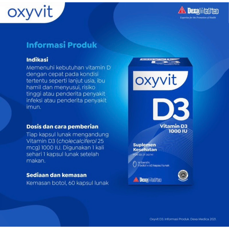 Oxyvit D3 1000 botol isi 60 tablet ( suplemen memenuhi vitamin D3 )