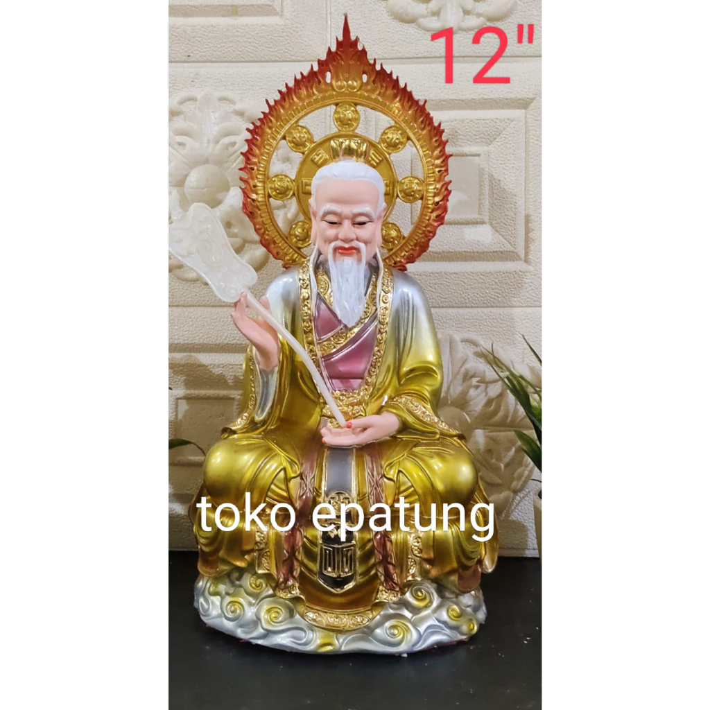 patung dewa tai shang lau cin / tai siong - fiber - 12 inch -g