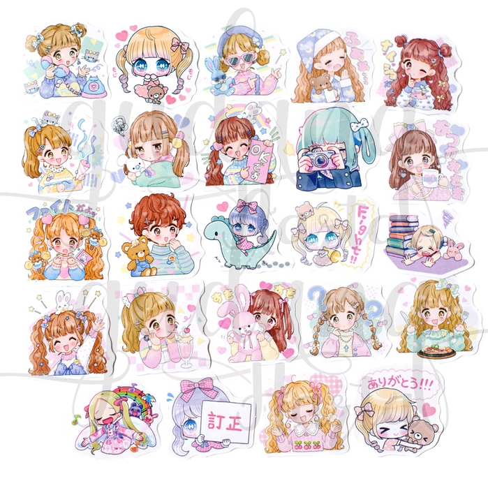 Stiker Dream Girl Sticker Motif Cewek Kepang Shinny Lucu DIY Scrapbook GH 303763