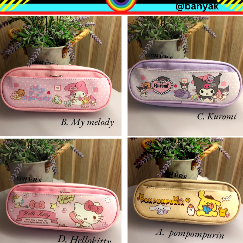 TEMPATT PENSIL PANSIL KAIN 2 RESELETING LUCU SANRIO PENSIL CASE KUROMI TEMPAT PENSIL HK HELLOKITTY POMPOMPURI ALAT TULIS KANTOR ATK @banyak