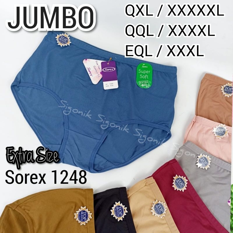 CD Celana Dalam Wanita Dewasa Ekstra Jumbo Tipe Sorex 1248 Size EQL/XXXL/3XL QQL/XXXXL/4XL QXL/XXXXXL/5XL Super Soft Big Size Maxi High Waist Original Cewek Perempuan Cawet Undies Polos Grosir Murah Adem Sigonik