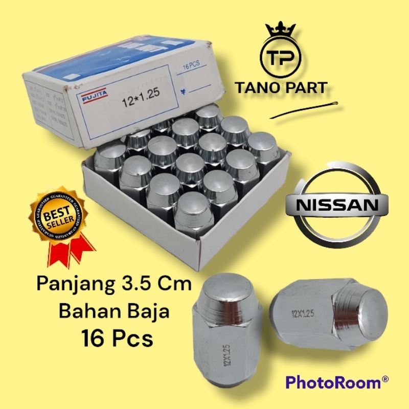 Mur Roda Racing Lugnut Baut Mobil Nissan Navara Xtrail Serena March Bahan Baja Isi 16Pcs