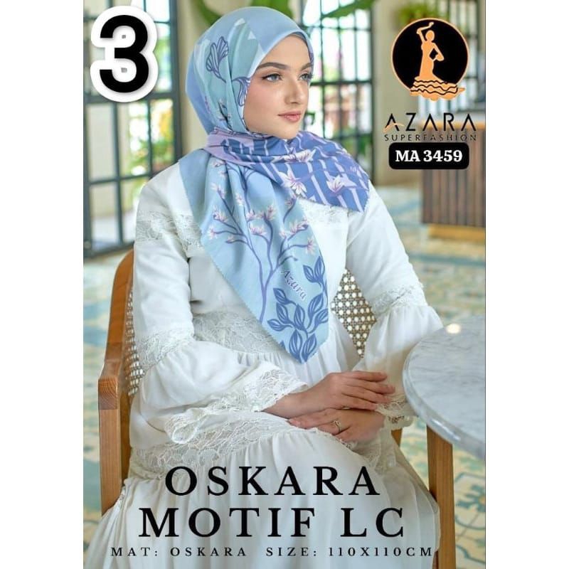 Hijab Kerudung Segiempat Motif Voal Premium Azara Oskara