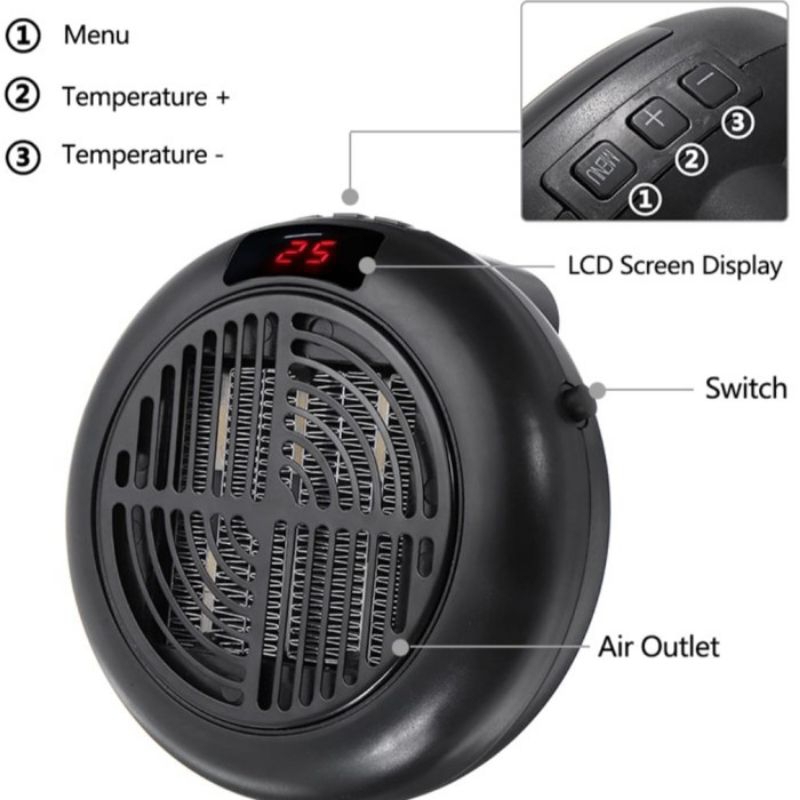 penghangat suhu ruangan pemanas ruangan dengan remote control Element pemanas heater room