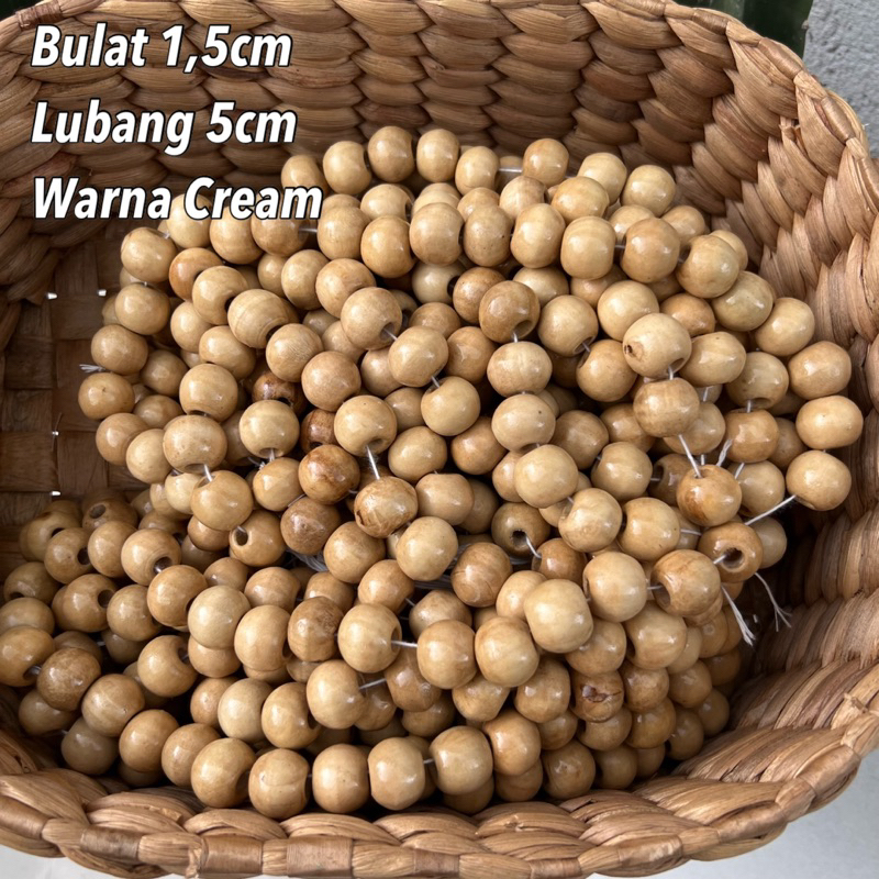 Manik kayu bulat mutiara beads bead