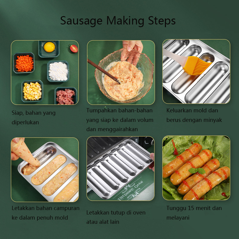 Cetakan Sosis Mold Bahan Stainless Steel / Hot Dog 6 Sekat Handmade