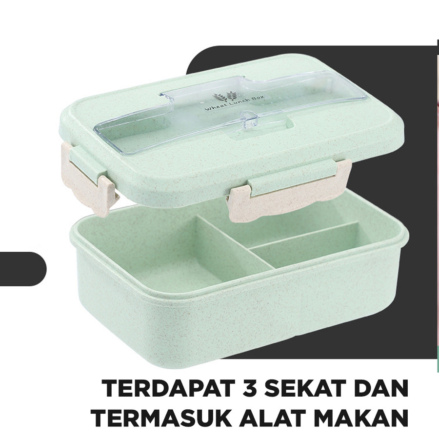 LUNCH BOX GAGANG SET KOTAK BEKAL MAKAN JERAMI GANDUN KOTAK MAKAN FREE SENDOK