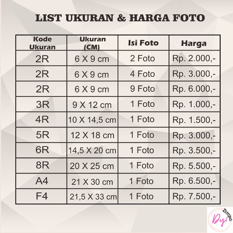 Jual Paket Cetak Foto Ukuran 2x3 3x4 4x6 2r 3r 4r 5r 6r 8r A4 F4 Shopee Indonesia 2146