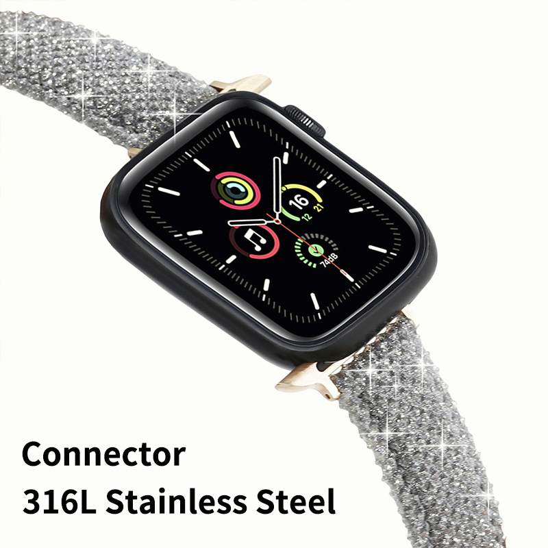 Leather Gleaming Shining Watch Strap Compatible With Apple Watch Ultra 8 SE 7 6 for iWatch Series 49mm 45mm 41mm