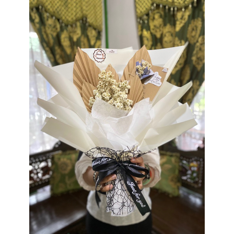 Buket Bunga kering, hadiah wisuda, ulang tahun