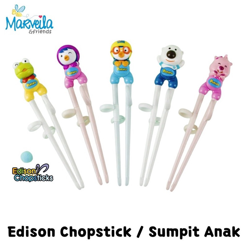 Edison Training Chopstick Pororo and Friends Edison Chopsticks pororo Sumpit Anak