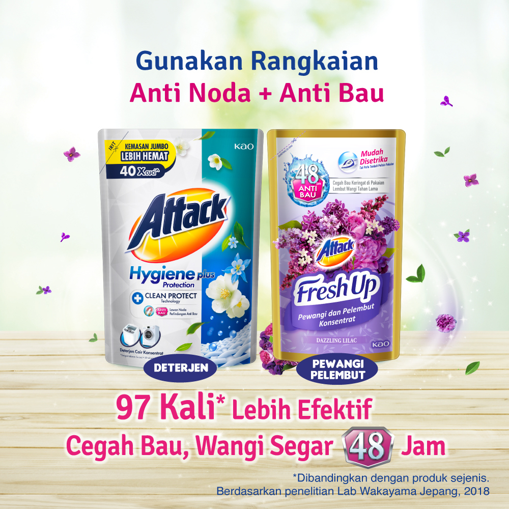 Attack Fresh Up Softener Pewangi Dazzling Lilac 650 mL Triple Pack