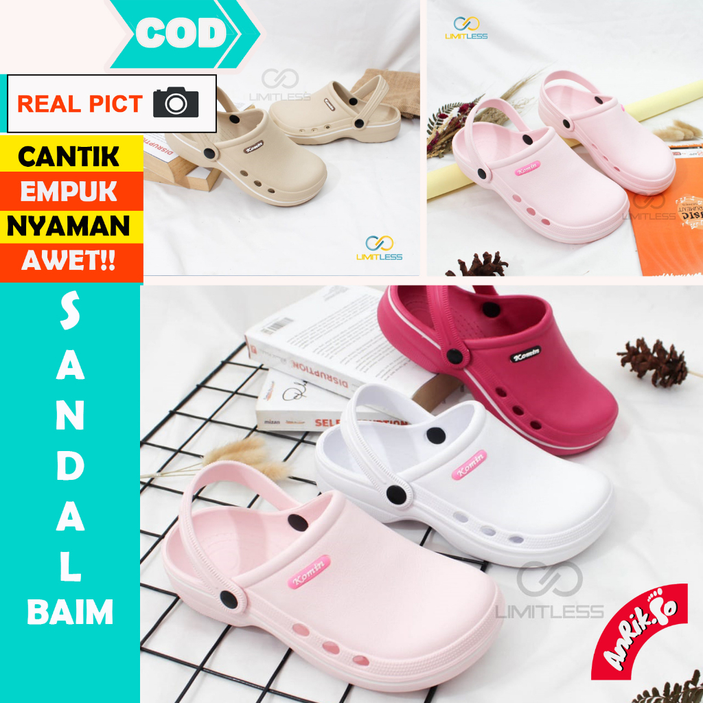 SANDAL BAIM LIMITLESS KOMIN KODOK BAKPAO SELOP SLIP ON CEWEK CEWE WANITA PEREMPUAN TALI BELAKANG RINGAN LUCU AWET ANTI AIR | SANDAL RUMAH SANDAL SANTAI SANDAL MEDIS B1