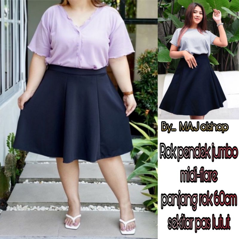 Rok pendek scuba jumbo midi flare skirt / Rok mini scuba / rok tennis skirt / rok mini jumbo