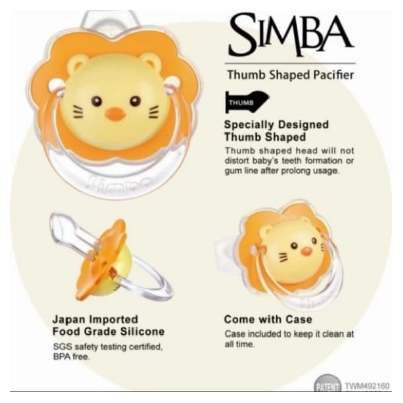 Simba Thumb Shaped Pacifier With Case 0-6m Soother Pacifier Empeng Bayi Simba