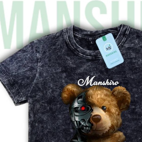 MANSHIRO Baju Kaos Washed Polos Anak Laki Laki / Perempuan Unisex Umur 1-12 Tahun Bahan Cotton 30S