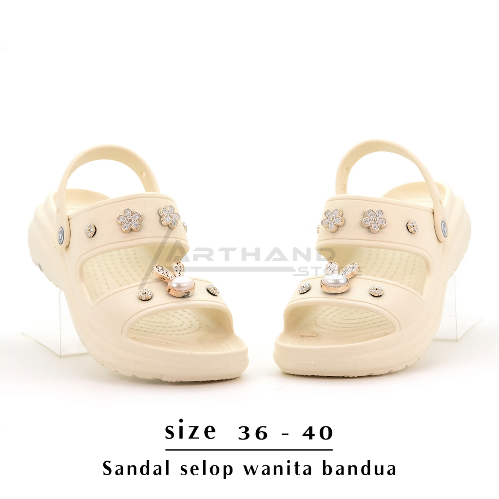 Sandal Wanita Kekinian Tali Belakang Remaja Series Flower Beads